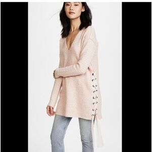 Free People Pink Heart It Laces Sweater Tunic
